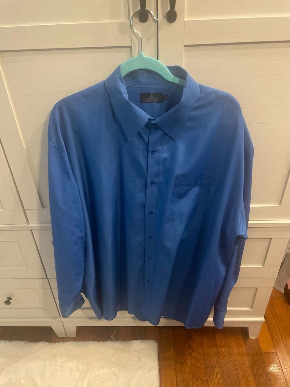 Vittorino Signature Collection Blue Satin Finish Long Sleeve Dress Shirt Size 18